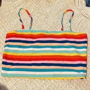 Forever 21 Rainbow Tube Top w/ Straps